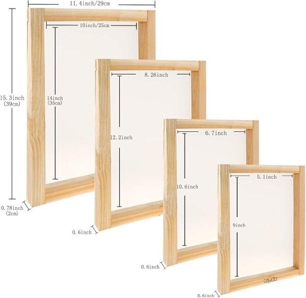 Screen Printing Starter kit Include 4 Different Size of Wood Silk Screen Printing Frame - Image 2