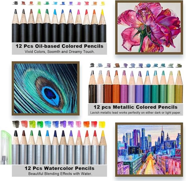 Artownlar 72 Pack Drawing Sketching Set with 8x11 Sketchbook - Image 3