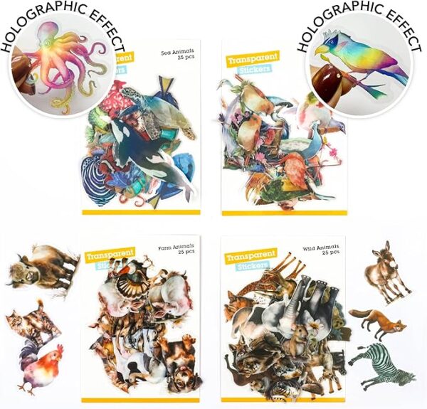 100Pcs Holographic Animal Stickers - Image 2