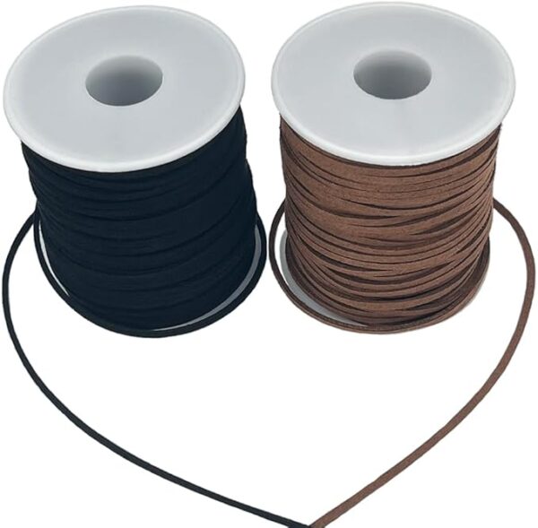 Leather String, 2 Rolls Faux Leather Cord, Flat Suede Leather Lace for Necklaces