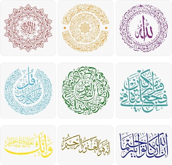 INFUNLY 8pcs Wall Art Stencil Symbol Theme Wall Stencils Reusable Stencils Painting Templates 11.8X11.8"