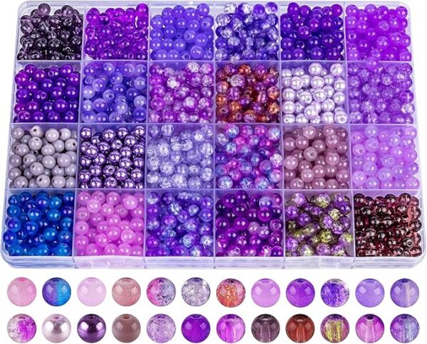 XSEINO About 1200PCS 6mm Glass Beads Bracelet Making Kit