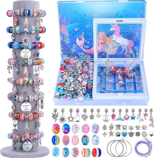 AIPRIDY Charm Bracelet Making Kit,Unicorn Mermaid Crafts Gifts Set Can Inspires Imagination and Creativity