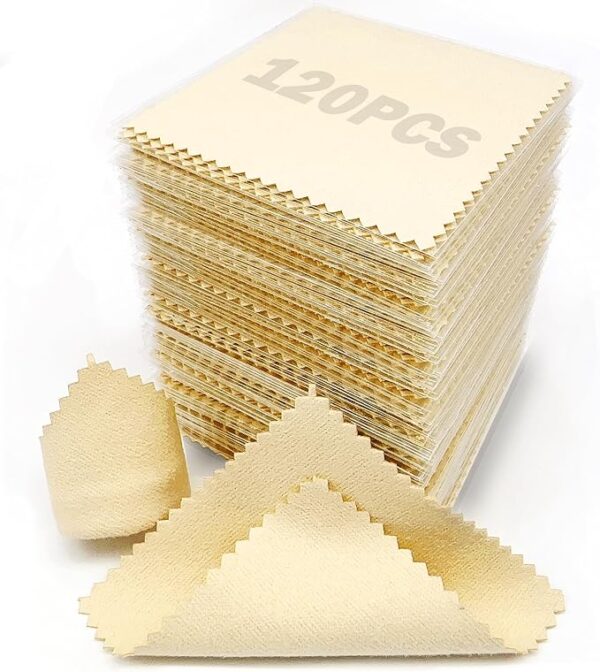 XIAOXINGYUN 120 PCS Jewelry Cleaning Cloth Jewelry Polishing Cloths Individually Wrapped Silver Cleaning Cloth